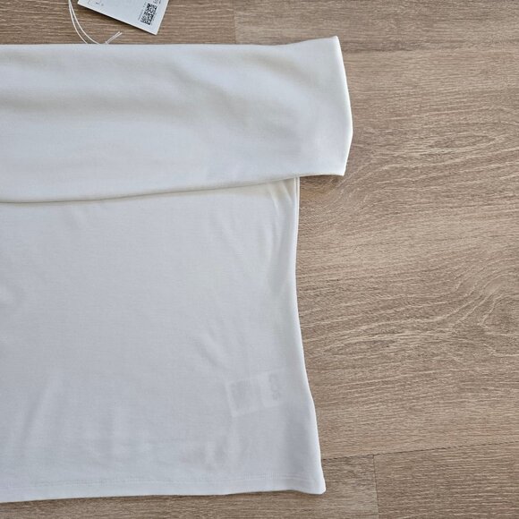 COS Women's Off-The-Shoulder Jersey Top White Medium New With Tags MSRP $69 - Picture 15 of 16